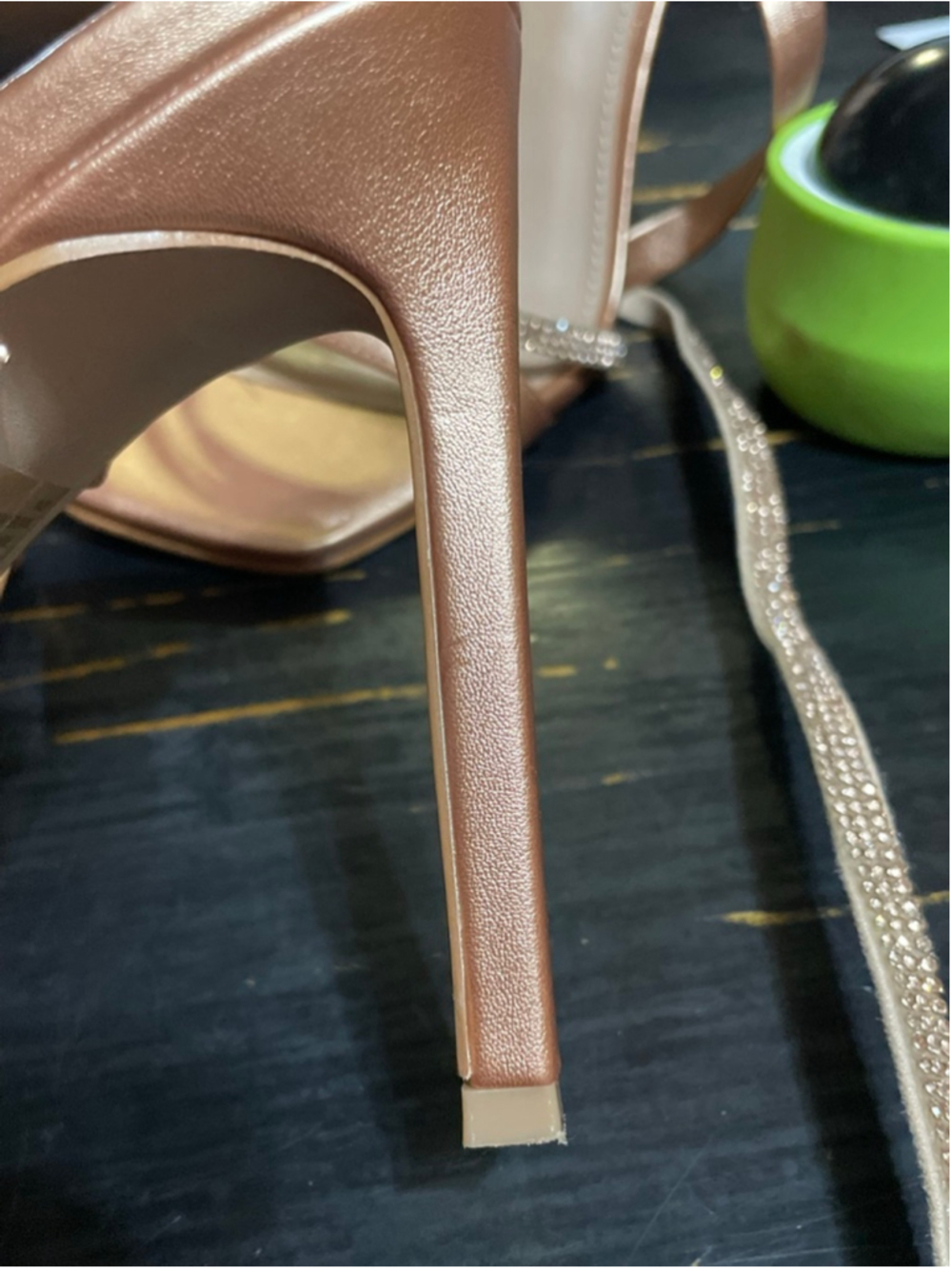 Women's size 9 Steve Madden Rose Gold Rhinestone Ankle Wrap Heels - Picture 5 of 10